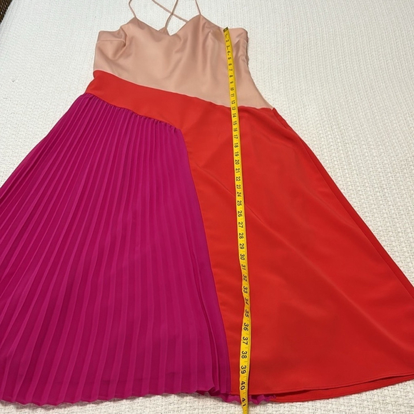 CUSHNIE X Target satin dress sleeveless lined pleated skirt pink red size 12 NEW - Picture 11 of 12